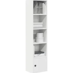 vidaXL - Boekenkast met deur en 4 open vakken - Wit - Hout - 31x24x127 cm