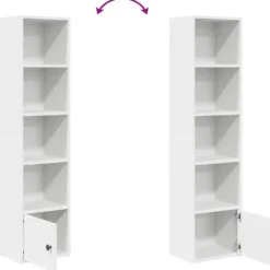 vidaXL - Boekenkast met deur en 4 open vakken - Wit - Hout - 31x24x127 cm