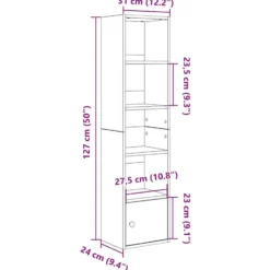 vidaXL - Boekenkast met deur en 4 open vakken - Wit - Hout - 31x24x127 cm