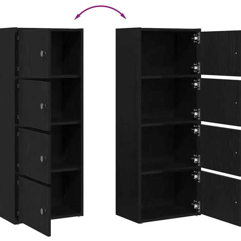 vidaXL - Boekenkast met 4 deuren voor woonkamers - Zwart - Hout - 40x24x102 cm