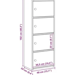 vidaXL - Boekenkast met 4 deuren voor woonkamers - Wit - Hout - 40x24x102 cm