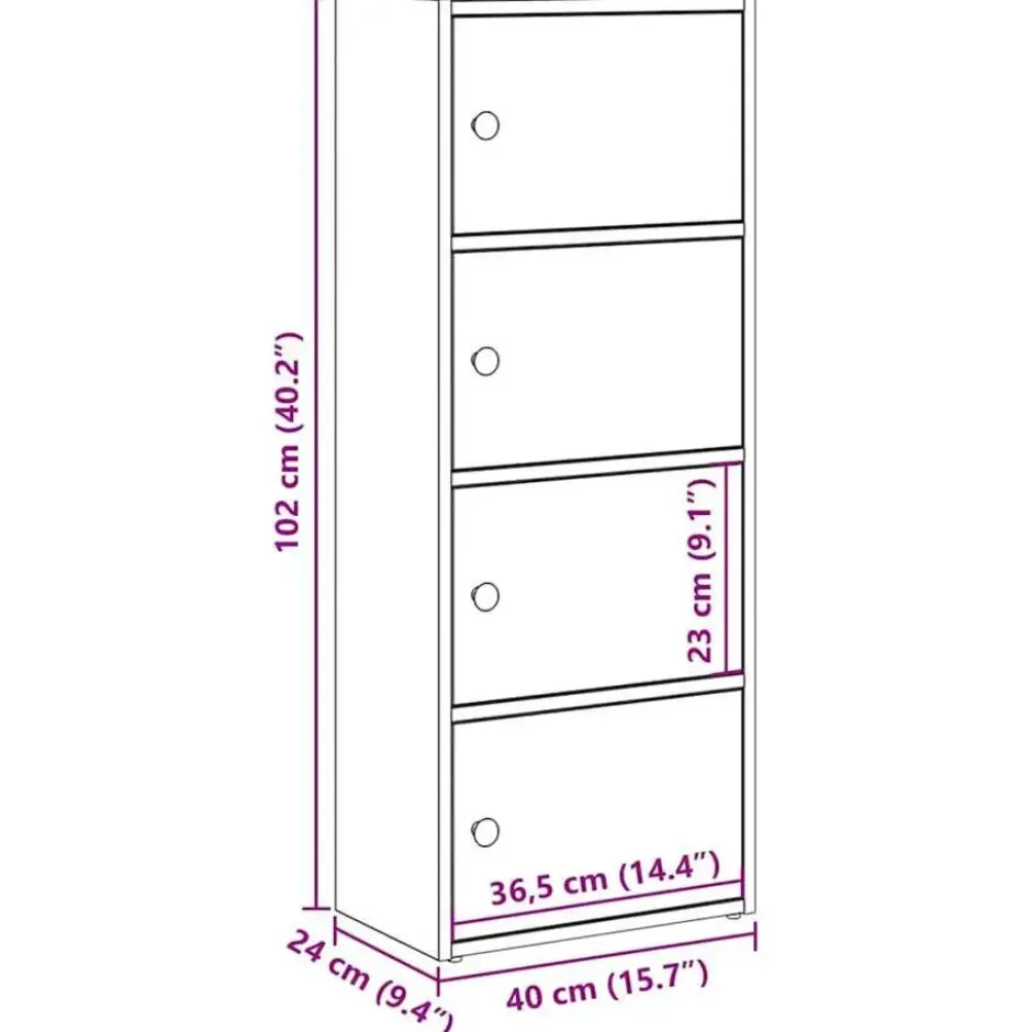 vidaXL - Boekenkast met 4 deuren voor woonkamers - Wit - Hout - 40x24x102 cm