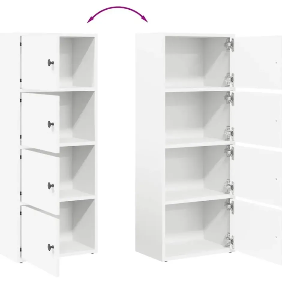 vidaXL - Boekenkast met 4 deuren voor woonkamers - Wit - Hout - 40x24x102 cm
