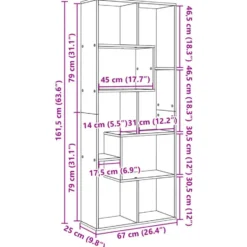 vidaXL - Boekenkast met onregelmatige vakken - Sonoma eiken - 67x25x161.5 cm