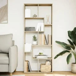 vidaXL - Boekenkast met onregelmatige vakken - Sonoma eiken - 67x25x161.5 cm