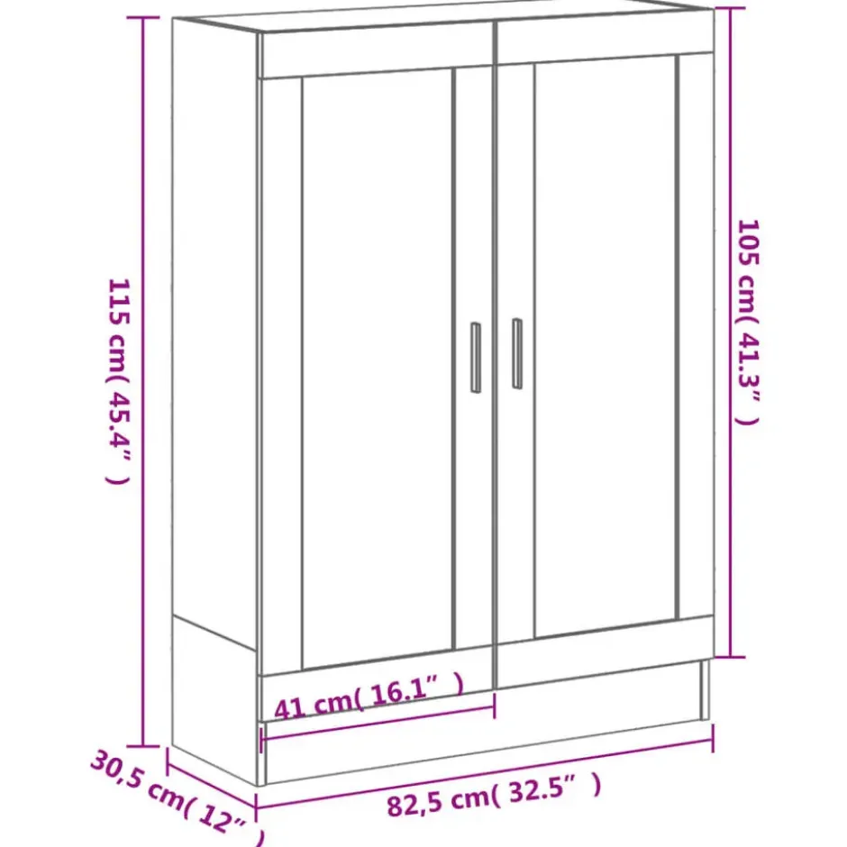 vidaXL - Boekenkast met 2 plakken en 2 deuren - Grijs sonoma - 82.5x30.5x115 cm