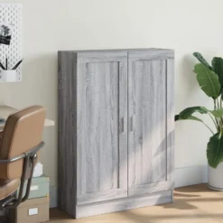 vidaXL - Boekenkast met 2 plakken en 2 deuren - Grijs sonoma - 82.5x30.5x115 cm
