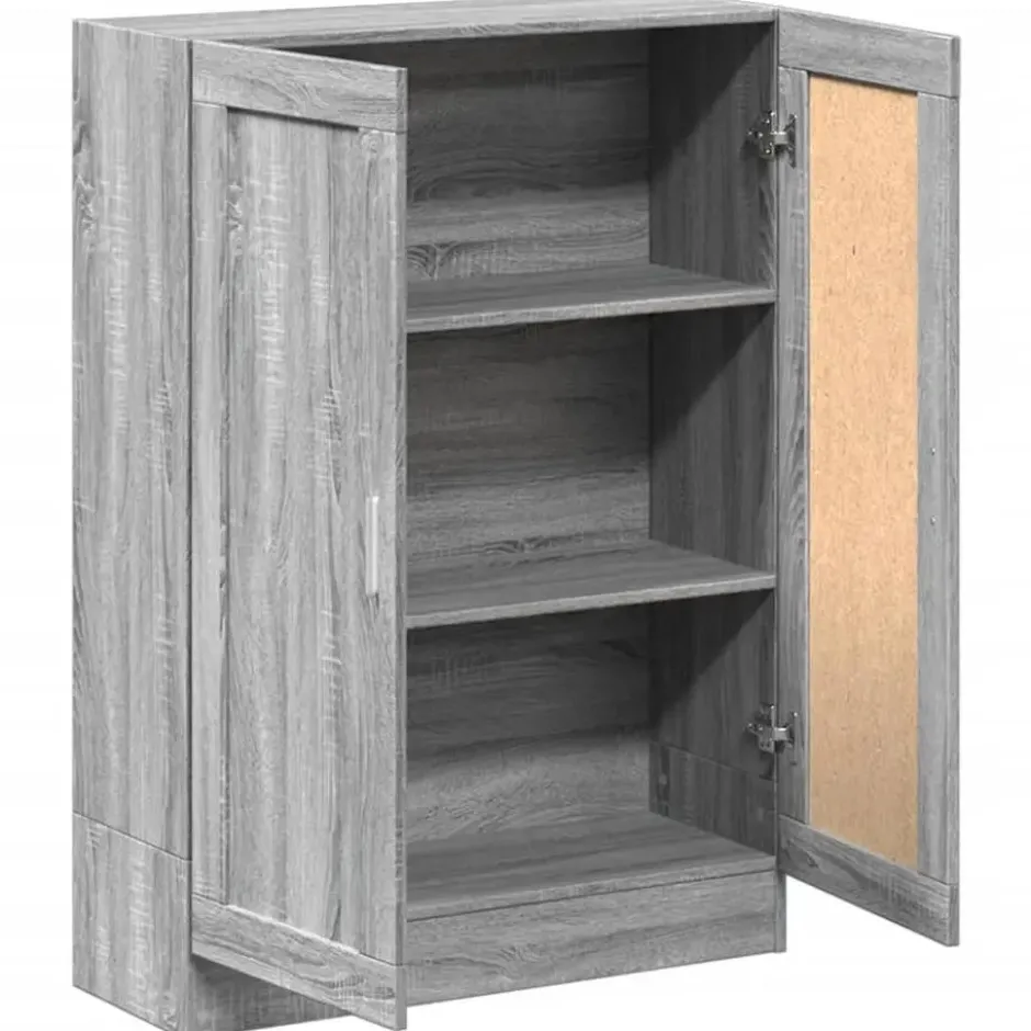 vidaXL - Boekenkast met 2 plakken en 2 deuren - Grijs sonoma - 82.5x30.5x115 cm