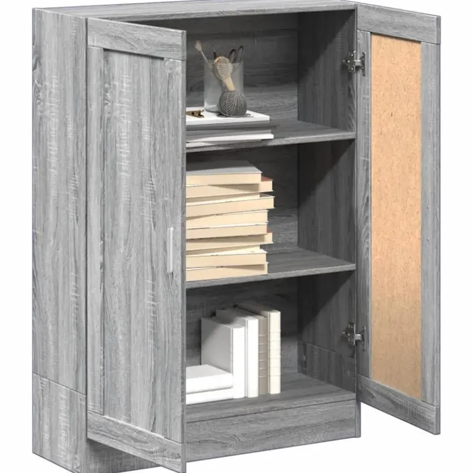 vidaXL - Boekenkast met 2 plakken en 2 deuren - Grijs sonoma - 82.5x30.5x115 cm