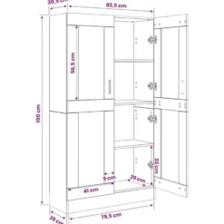 vidaXL - Boekenkast met schappen en 2 deuren - Artisan eiken - 82.5x30.5x150 cm