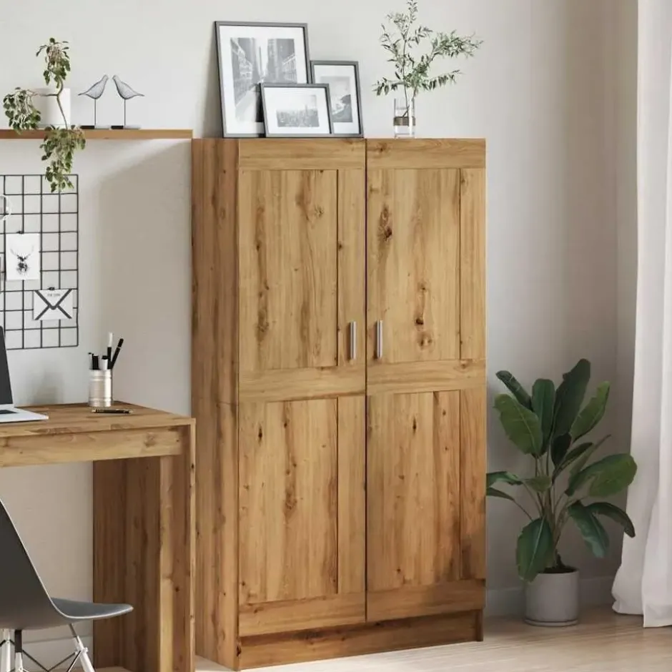 vidaXL - Boekenkast met schappen en 2 deuren - Artisan eiken - 82.5x30.5x150 cm