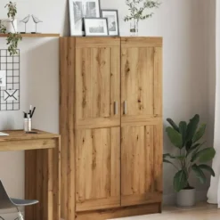 vidaXL - Boekenkast met schappen en 2 deuren - Artisan eiken - 82.5x30.5x150 cm