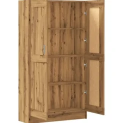 vidaXL - Boekenkast met schappen en 2 deuren - Artisan eiken - 82.5x30.5x150 cm
