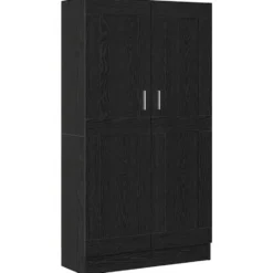 vidaXL - Boekenkast met schappen en 2 deuren - Zwart eiken - 82.5x30.5x150 cm