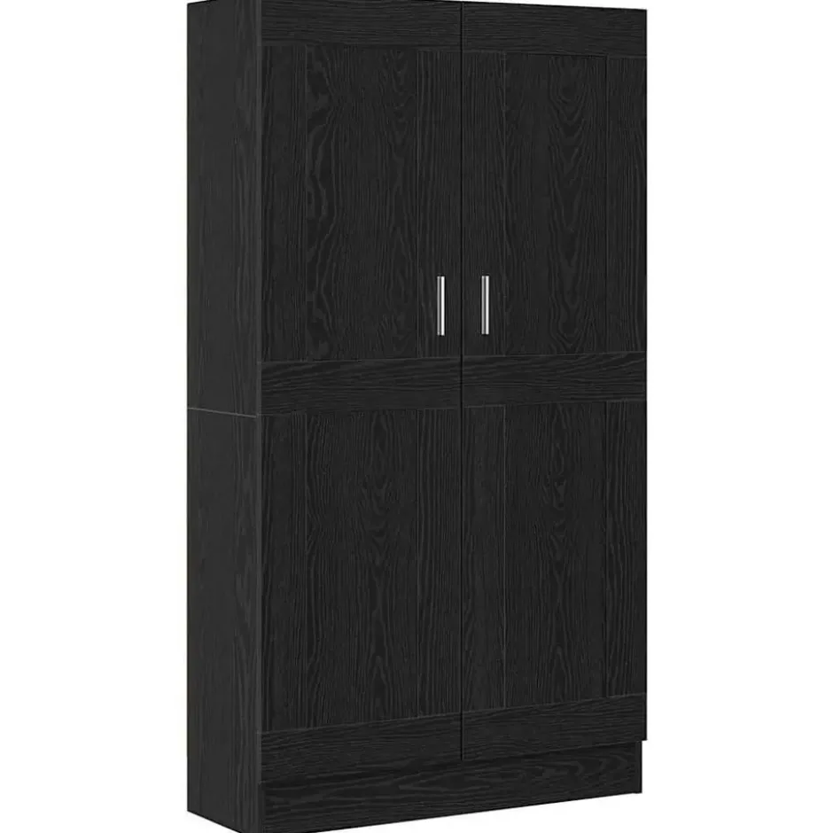 vidaXL - Boekenkast met schappen en 2 deuren - Zwart eiken - 82.5x30.5x150 cm