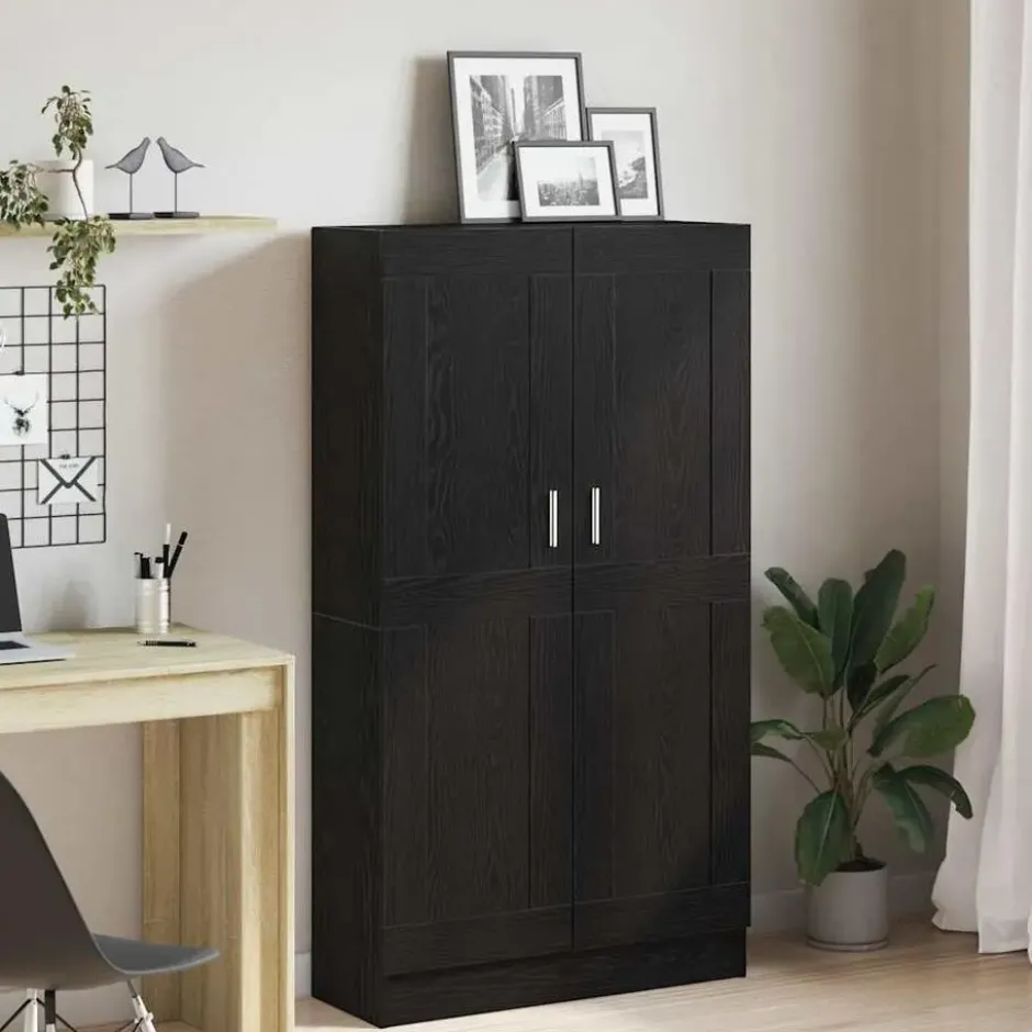 vidaXL - Boekenkast met schappen en 2 deuren - Zwart eiken - 82.5x30.5x150 cm