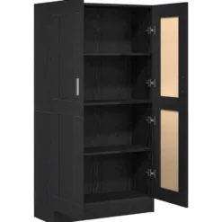 vidaXL - Boekenkast met schappen en 2 deuren - Zwart eiken - 82.5x30.5x150 cm