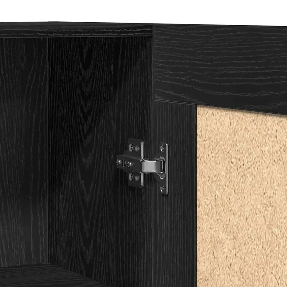 vidaXL - Boekenkast met schappen en 2 deuren - Zwart eiken - 82.5x30.5x150 cm