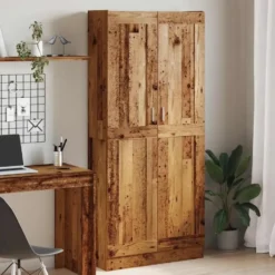 vidaXL - Boekenkast met schappen en 2 deuren - Oud hout - 82.5x30.5x185 cm