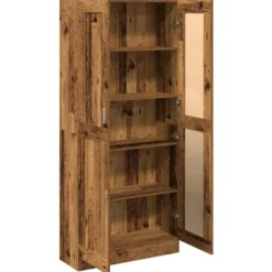 vidaXL - Boekenkast met schappen en 2 deuren - Oud hout - 82.5x30.5x185 cm