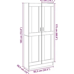 vidaXL - Boekenkast met schappen en 2 deuren - Oud hout - 82.5x30.5x185 cm