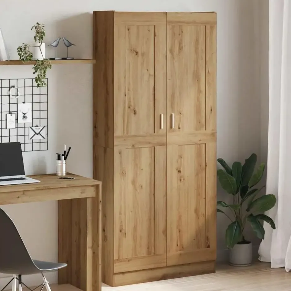 vidaXL - Boekenkast met schappen en 2 deuren - Artisan eiken - 82.5x30.5x185 cm