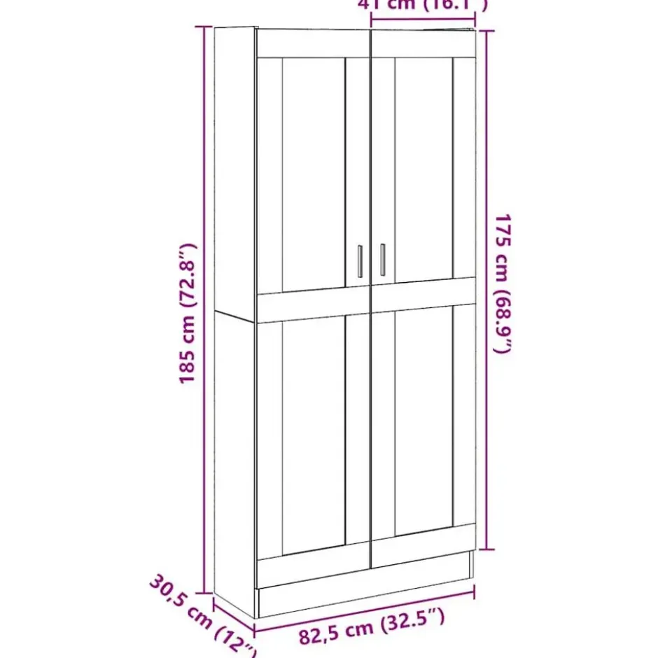 vidaXL - Boekenkast met schappen en 2 deuren - Artisan eiken - 82.5x30.5x185 cm