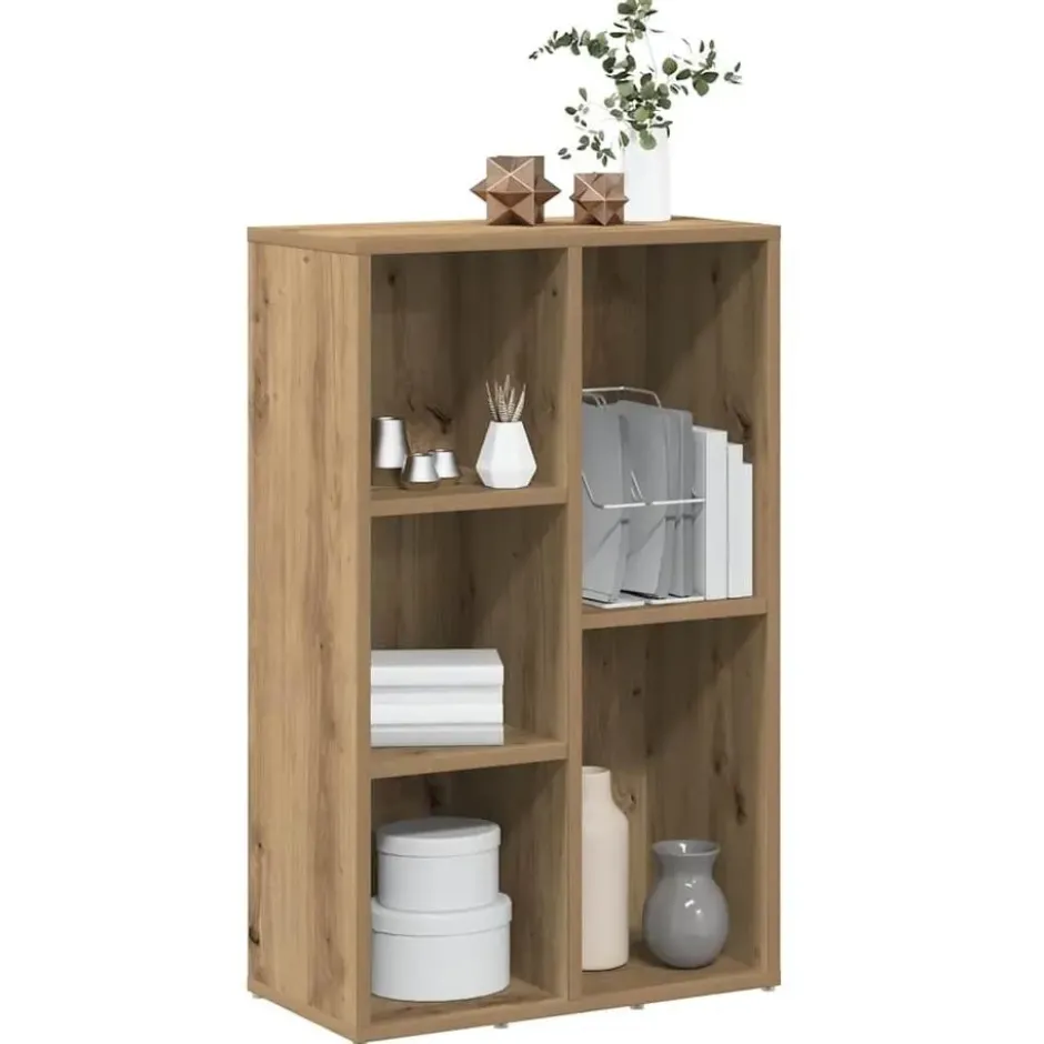 vidaXL - Boekenkast met 5 vakken - Artisanaal eiken - Bewerkt hout - 50x25x80 cm