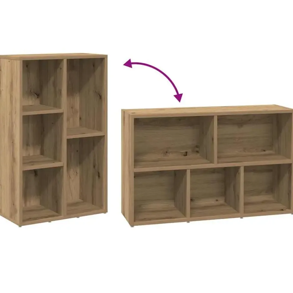 vidaXL - Boekenkast met 5 vakken - Artisanaal eiken - Bewerkt hout - 50x25x80 cm