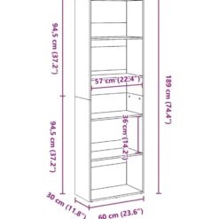 vidaXL - Boekenkast met 5 vakken voor woonkamers - Oud hout - 60x30x189 cm