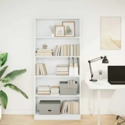 vidaXL - Boekenkast met 5 vakken - Wit - Bewerkt hout - 80x24x176 cm