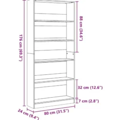 vidaXL - Boekenkast met 5 vakken - Sonoma eiken - Bewerkt hout - 80x24x176 cm