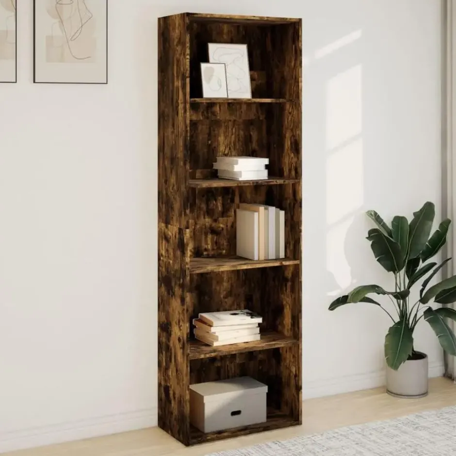 vidaXL - Boekenkast met 5 vakken voor woonkamers - Gerookt eiken - 60x30x189 cm