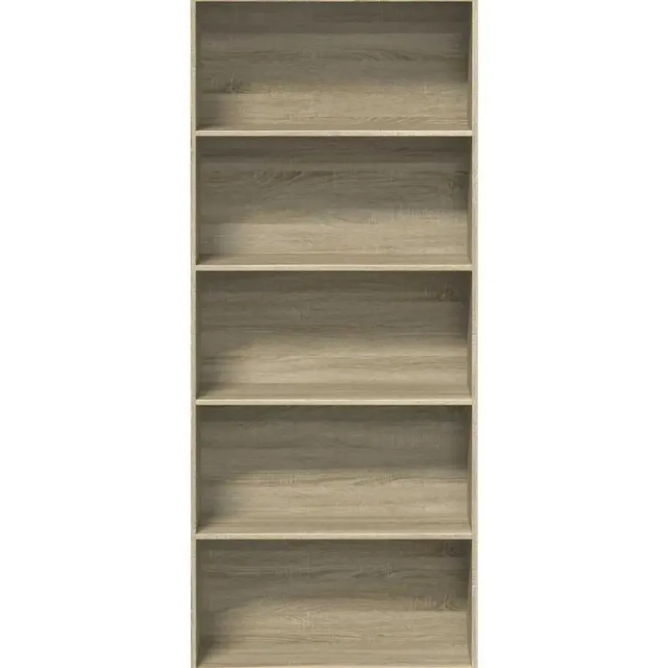 vidaXL - Boekenkast met 5 vakken voor kantoor - Sonoma eiken - 80x30x189 cm