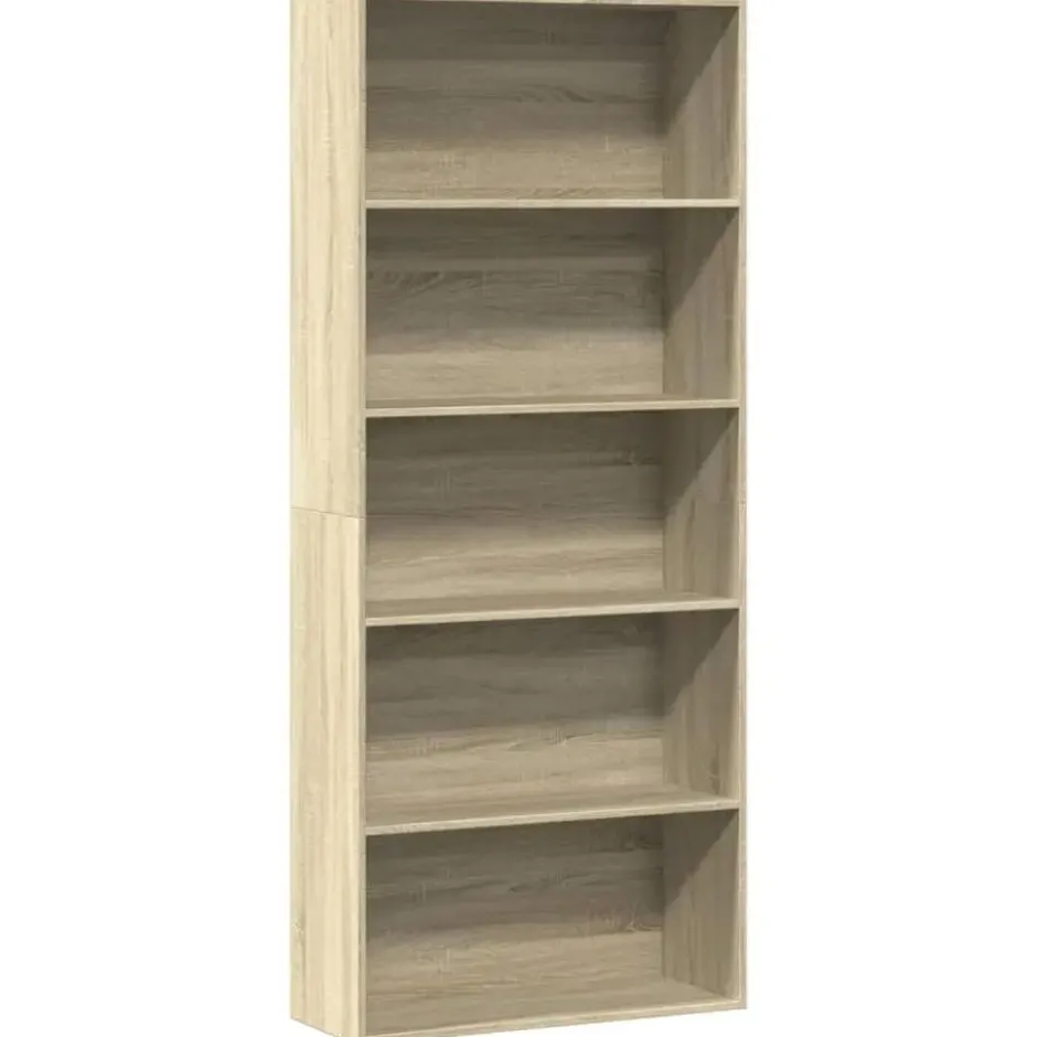 vidaXL - Boekenkast met 5 vakken voor kantoor - Sonoma eiken - 80x30x189 cm