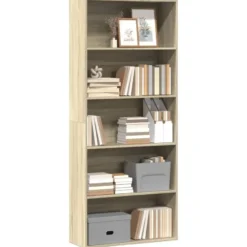vidaXL - Boekenkast met 5 vakken voor kantoor - Sonoma eiken - 80x30x189 cm