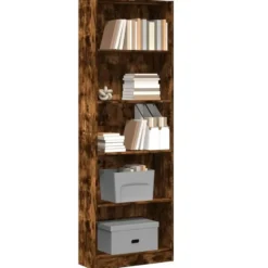 vidaXL - Boekenkast met 5 vakken voor kantoor - Gerookt eiken - 60x24x176 cm