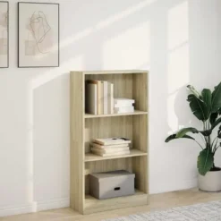 vidaXL - Boekenkast met 3 vakken - Sonoma eiken - Bewerkt hout - 60x24x109 cm