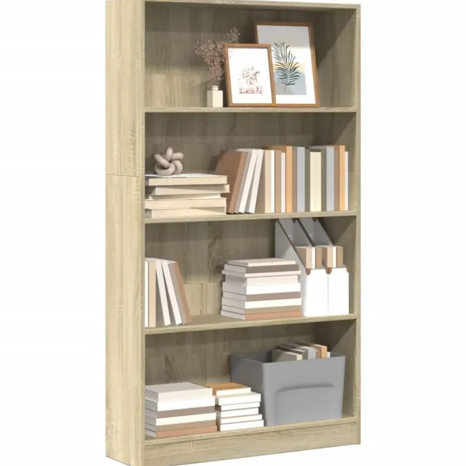 vidaXL - Boekenkast met 3 vakken - Sonoma eiken - Bewerkt hout - 80x24x109 cm