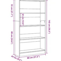 vidaXL - Boekenkast met 3 vakken - Sonoma eiken - Bewerkt hout - 80x24x109 cm