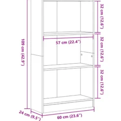 vidaXL - Boekenkast met 3 vakken - Oud hout - Bewerkt hout - 60x24x109 cm