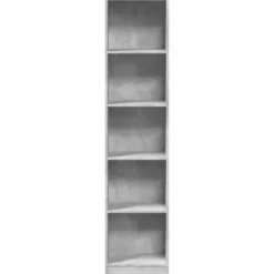 vidaXL - Boekenkast met 5 vakken - Betongrijs - Bewerkt hout - 40x24x176 cm