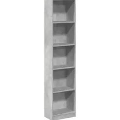 vidaXL - Boekenkast met 5 vakken - Betongrijs - Bewerkt hout - 40x24x176 cm
