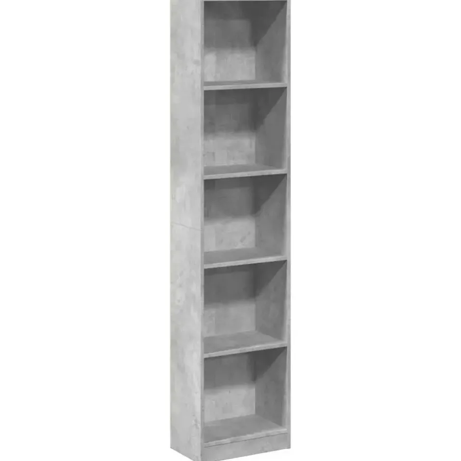 vidaXL - Boekenkast met 5 vakken - Betongrijs - Bewerkt hout - 40x24x176 cm