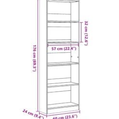 vidaXL - Boekenkast met 5 vakken voor kantoor - Wit - Hout - 60x24x176 cm