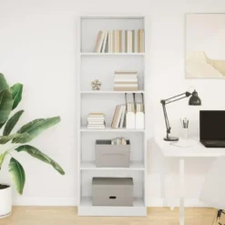 vidaXL - Boekenkast met 5 vakken voor kantoor - Wit - Hout - 60x24x176 cm