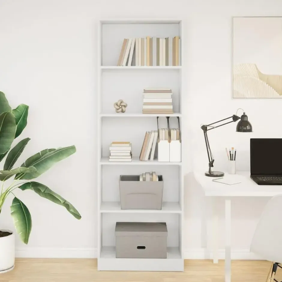vidaXL - Boekenkast met 5 vakken voor kantoor - Wit - Hout - 60x24x176 cm