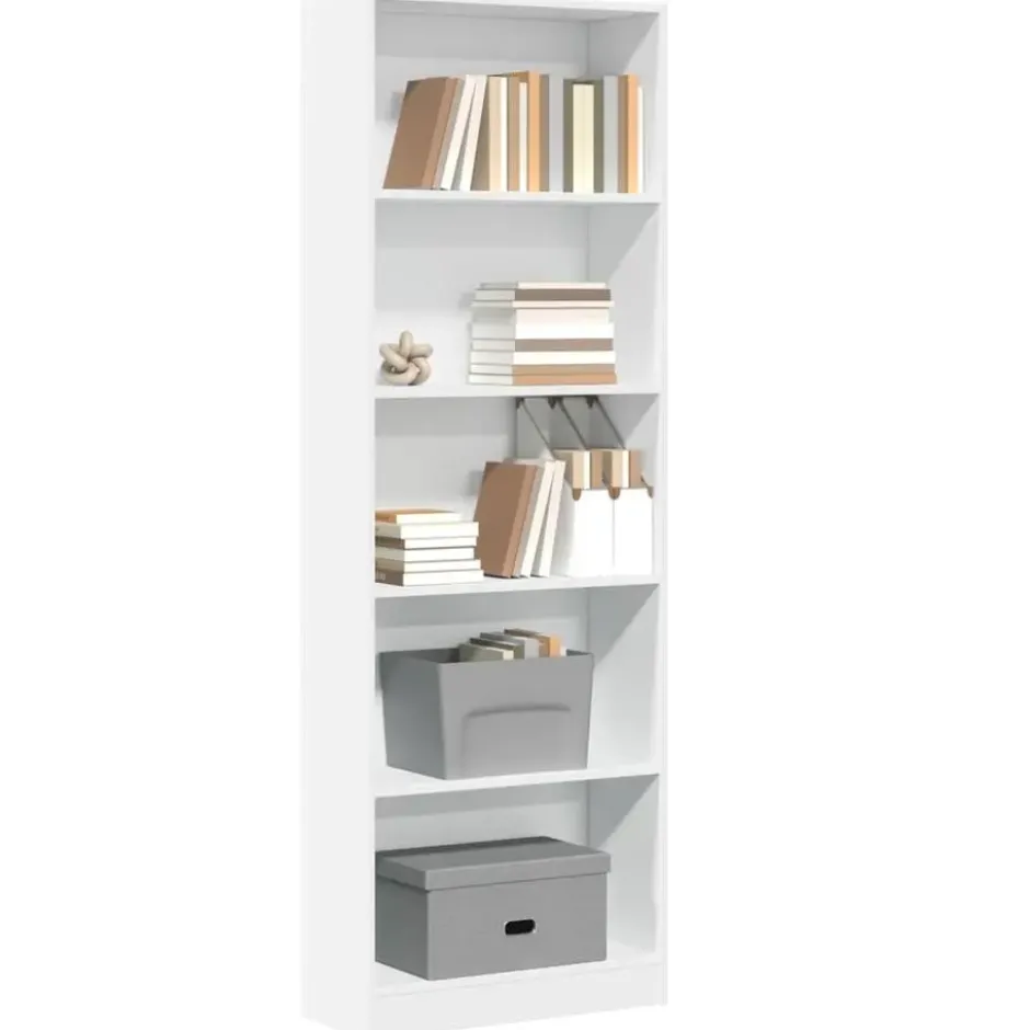 vidaXL - Boekenkast met 5 vakken voor kantoor - Wit - Hout - 60x24x176 cm