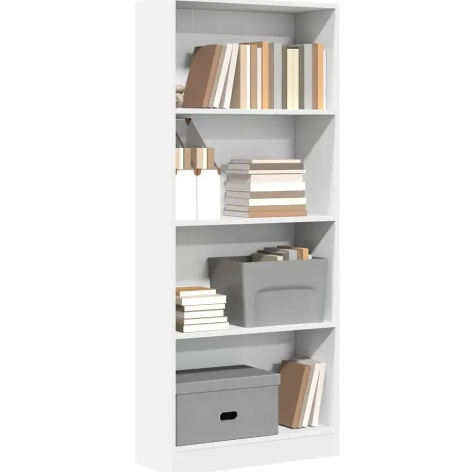 vidaXL - Boekenkast met 4 vakken voor kantoor - Wit - Hout - 60x24x143 cm