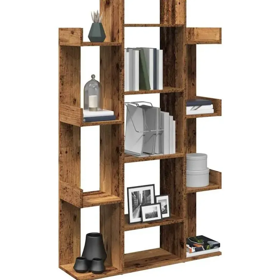 vidaXL - Boomvormige boekenplank met 13 vakken - Oud hout - 86x25.5x140 cm